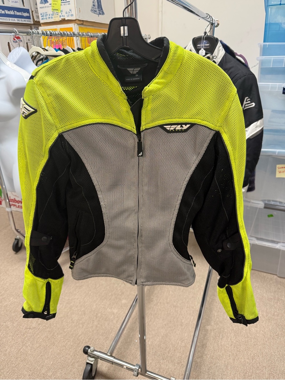 Black Mesh Motorcycle Jacket with Neon Lime Accents